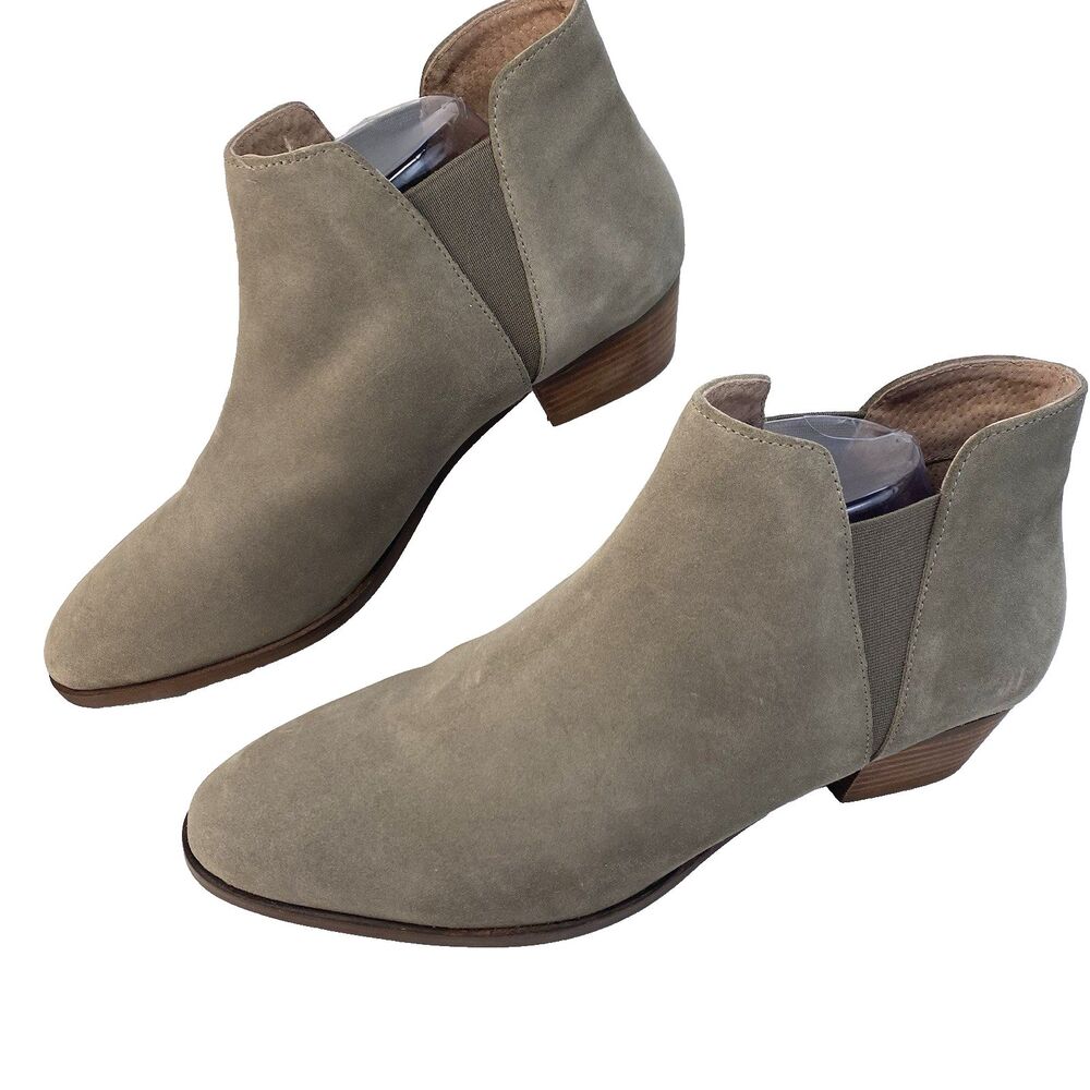 Seychelles Suede Leather Ankle Bootie Women's Size 10 Neutral Taupe Block Heel